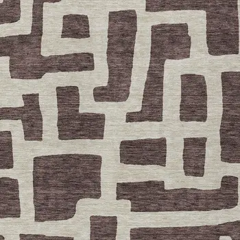 3' X 5' Brown And Beige Abstract Washable Indoor Outdoor Area Rug