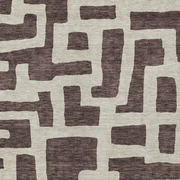 5' X 8' Brown And Beige Abstract Washable Indoor Outdoor Area Rug