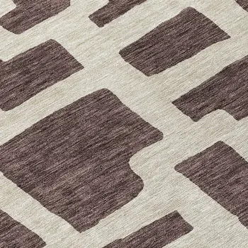 8' Brown And Beige Round Abstract Washable Indoor Outdoor Area Rug