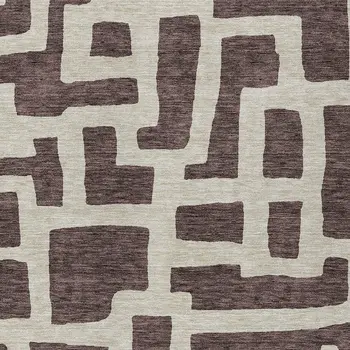 8' X 10' Brown And Beige Abstract Washable Indoor Outdoor Area Rug