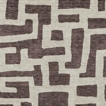 9' X 12' Brown And Beige Abstract Washable Indoor Outdoor Area Rug
