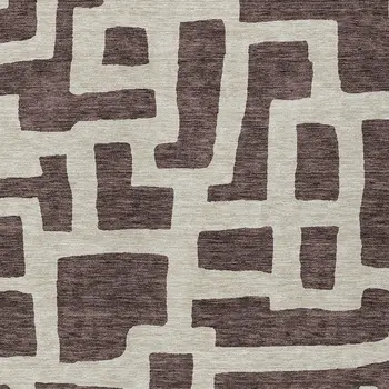 10' X 14' Brown And Beige Abstract Washable Indoor Outdoor Area Rug