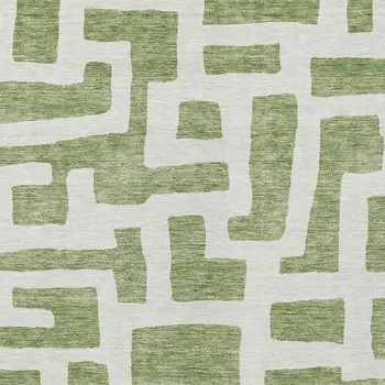 3' X 5' Green And Ivory Abstract Washable Indoor Outdoor Area Rug