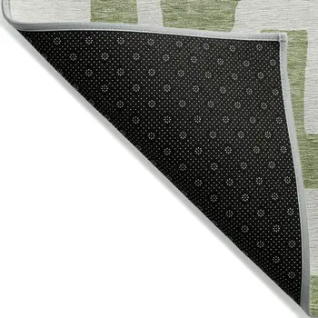 5' X 8' Green And Ivory Abstract Washable Indoor Outdoor Area Rug