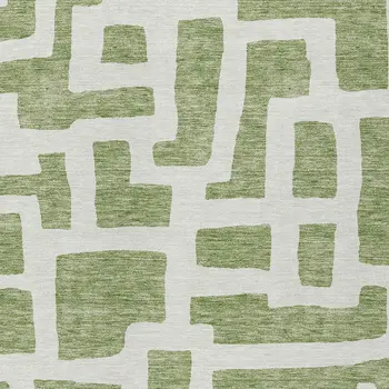 5' X 8' Green And Ivory Abstract Washable Indoor Outdoor Area Rug