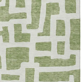 8' X 10' Green And Ivory Abstract Washable Indoor Outdoor Area Rug