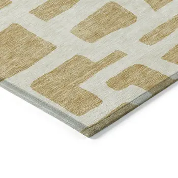 10' X 14' Gold And Ivory Abstract Washable Indoor Outdoor Area Rug