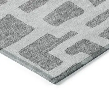 5' X 8' Gray And Ivory Abstract Washable Indoor Outdoor Area Rug