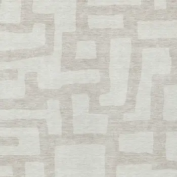 3' X 5' Ivory And Beige Abstract Washable Indoor Outdoor Area Rug