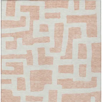 5' X 8' Peach And Gray Abstract Washable Indoor Outdoor Area Rug