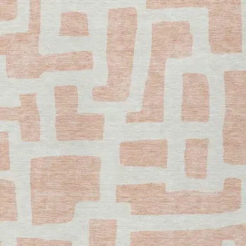5' X 8' Peach And Gray Abstract Washable Indoor Outdoor Area Rug