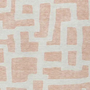 8' X 10' Peach And Gray Abstract Washable Indoor Outdoor Area Rug
