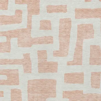 10' X 14' Peach And Gray Abstract Washable Indoor Outdoor Area Rug