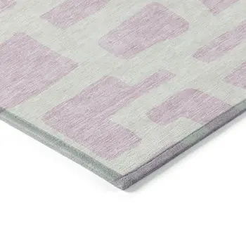 5' X 8' Pink And Ivory Abstract Washable Indoor Outdoor Area Rug