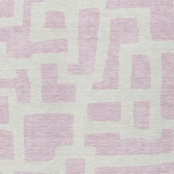 8' X 10' Pink And Ivory Abstract Washable Indoor Outdoor Area Rug