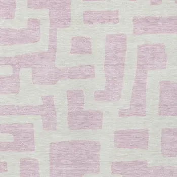 10' X 14' Pink And Ivory Abstract Washable Indoor Outdoor Area Rug