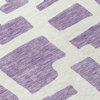 8' Purple And Ivory Round Abstract Washable Indoor Outdoor Area Rug