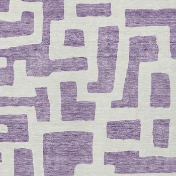 10' X 14' Purple And Ivory Abstract Washable Indoor Outdoor Area Rug