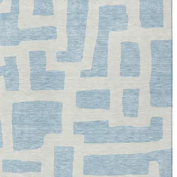8' X 10' Sky Blue And Ivory Abstract Washable Indoor Outdoor Area Rug