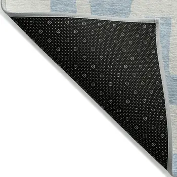 10' X 14' Sky Blue And Ivory Abstract Washable Indoor Outdoor Area Rug