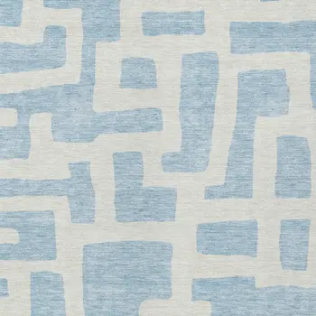 10' X 14' Sky Blue And Ivory Abstract Washable Indoor Outdoor Area Rug