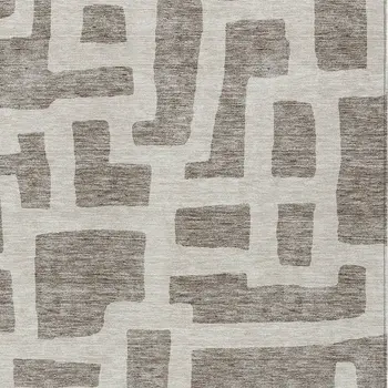 5' X 8' Taupe And Gray Abstract Washable Indoor Outdoor Area Rug