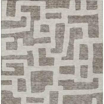 8' X 10' Taupe And Gray Abstract Washable Indoor Outdoor Area Rug