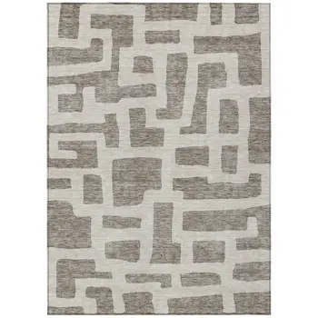 8' X 10' Taupe And Gray Abstract Washable Indoor Outdoor Area Rug