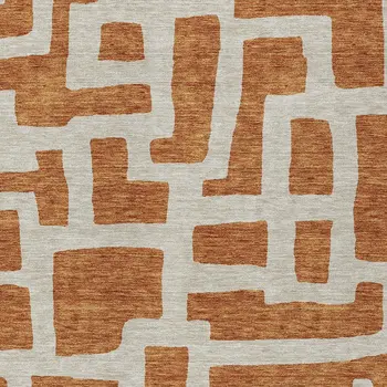 10' X 14' Terra Cotta And Gray Abstract Washable Indoor Outdoor Area Rug