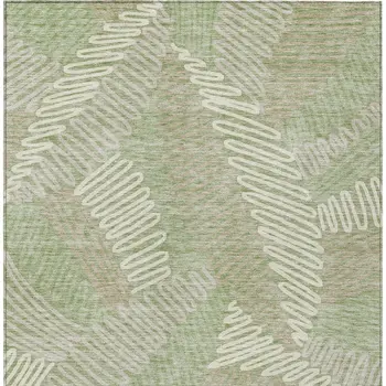 8' X 10' Artichoke Green Brown And Ivory Floral Washable Indoor Outdoor Area Rug