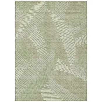 8' X 10' Artichoke Green Brown And Ivory Floral Washable Indoor Outdoor Area Rug