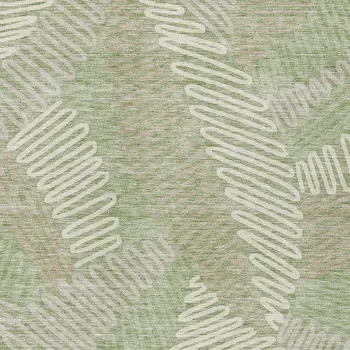 8' X 10' Artichoke Green Brown And Ivory Floral Washable Indoor Outdoor Area Rug