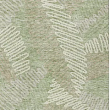 9' X 12' Artichoke Green Brown And Ivory Floral Washable Indoor Outdoor Area Rug