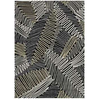 9' X 12' Black Gray And Ivory Floral Washable Indoor Outdoor Area Rug