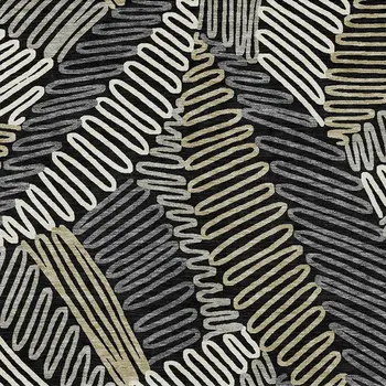 9' X 12' Black Gray And Ivory Floral Washable Indoor Outdoor Area Rug