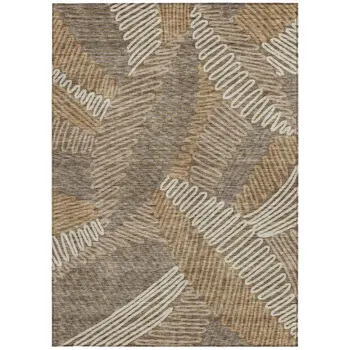 3' X 5' Brown And Ivory Floral Washable Indoor Outdoor Area Rug