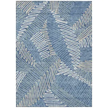 3' X 5' Blue Gray And Ivory Floral Washable Indoor Outdoor Area Rug