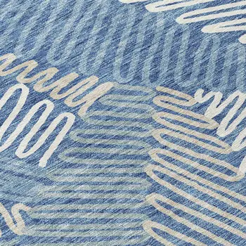 5' X 8' Blue Gray And Ivory Floral Washable Indoor Outdoor Area Rug