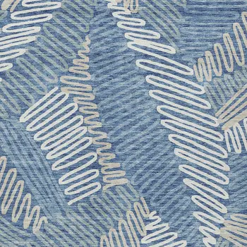 8' X 10' Blue Gray And Ivory Floral Washable Indoor Outdoor Area Rug
