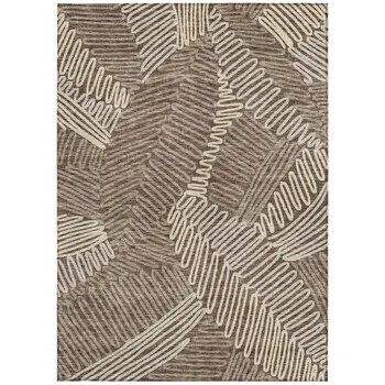 3' X 5' Chocolate And Ivory Floral Washable Indoor Outdoor Area Rug