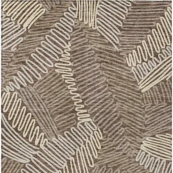 9' X 12' Chocolate And Ivory Floral Washable Indoor Outdoor Area Rug