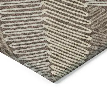 9' X 12' Chocolate And Ivory Floral Washable Indoor Outdoor Area Rug