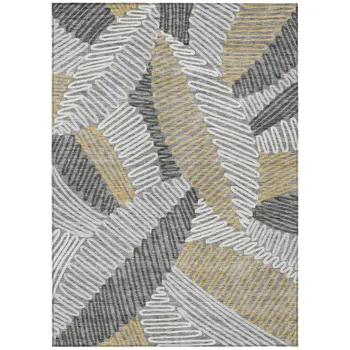 9' X 12' Gray Beige And Ivory Floral Washable Indoor Outdoor Area Rug