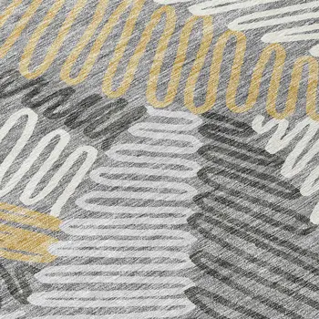 9' X 12' Gray Beige And Ivory Floral Washable Indoor Outdoor Area Rug