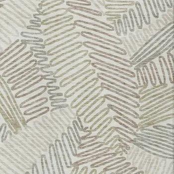 5' X 8' Ivory Gray And Brown Floral Washable Indoor Outdoor Area Rug