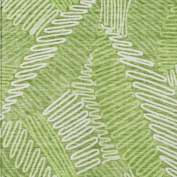 5' X 8' Lime Green And Ivory Floral Washable Indoor Outdoor Area Rug