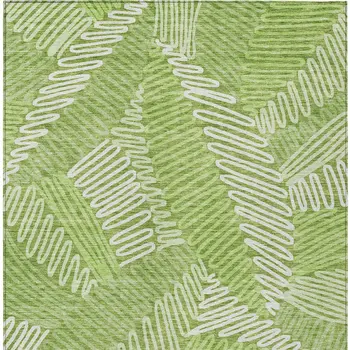 9' X 12' Lime Green And Ivory Floral Washable Indoor Outdoor Area Rug