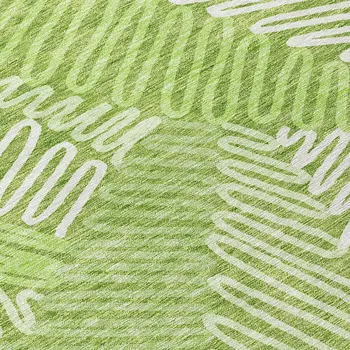 9' X 12' Lime Green And Ivory Floral Washable Indoor Outdoor Area Rug