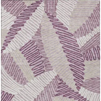 8' X 10' Lavender Purple And Ivory Floral Washable Indoor Outdoor Area Rug