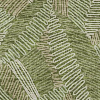 3' X 5' Olive Green Brown And Ivory Floral Washable Indoor Outdoor Area Rug
